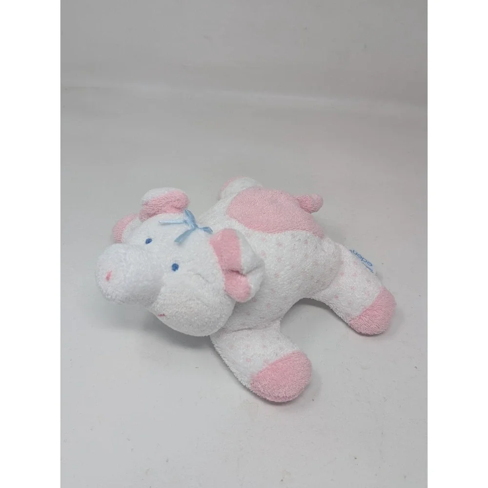 Eden My First Pink Pig Piggy Pastel Pink Polka Dot Plush Baby Rattle Terry Cloth